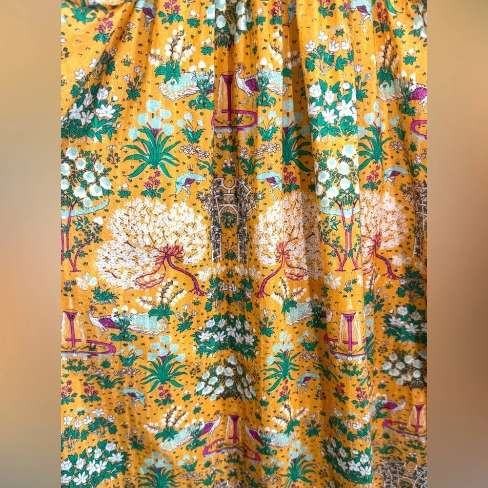 Maeve Anthropologie Marie Column Cut Out Maxi Dress Sun Yellow Floral Small NEW